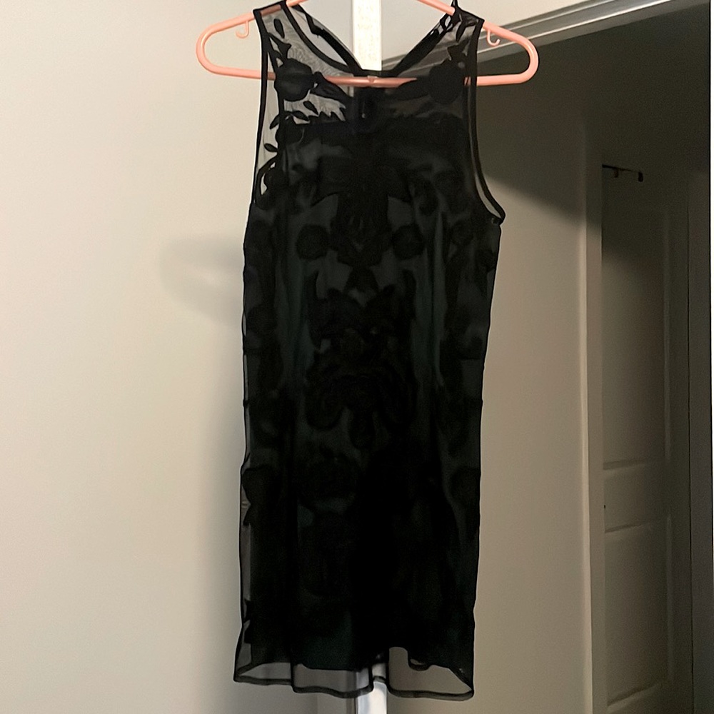 Black and emerald sheer tank dress